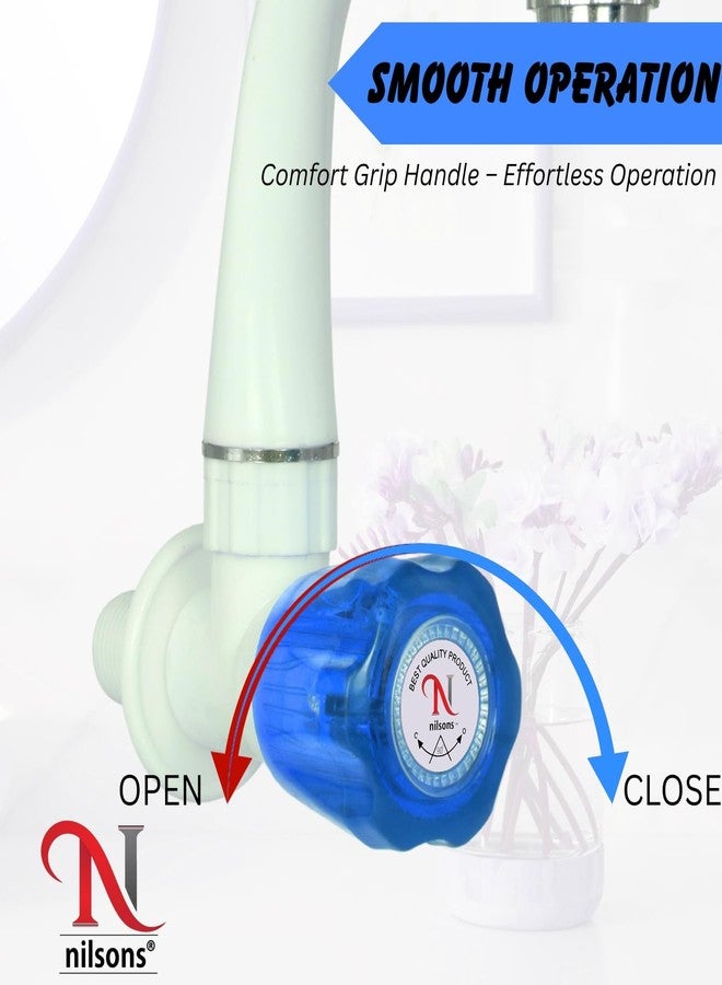 nilsons طقم صنابير مياه نيلسونز كريستال بلو 7 قطع | 6 صنابير حائط + صنبور حوض واحد | صنبور بلاستيكي للحمام والمطبخ والحديقة | يُثبت على الحائط | هيكل غير قابل للكسر | مانع للتسرب | أبيض وأزرق - Image 5